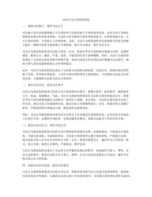 司法行为五项规章制度