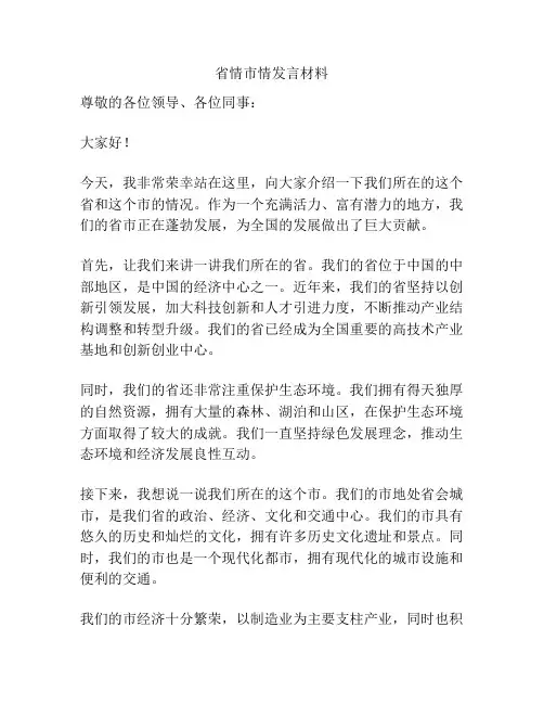 省情市情发言材料