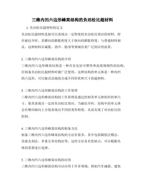 三维内凹六边形蜂窝结构的负泊松比超材料
