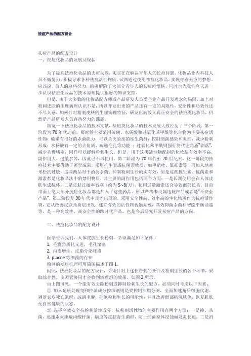 祛痘产品的配方设计