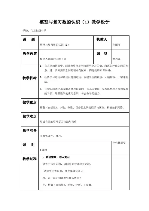 数学人教版六年级下册整理与复习—数的认识