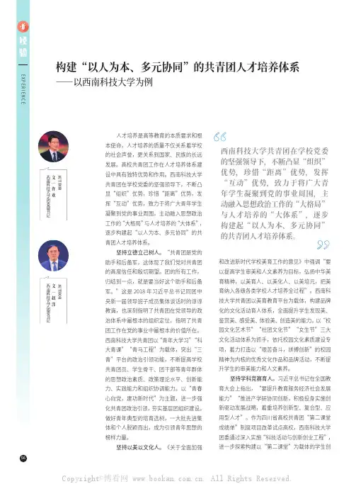 构建“以人为本、多元协同”的共青团人才培养体系——以西南科技大学为例