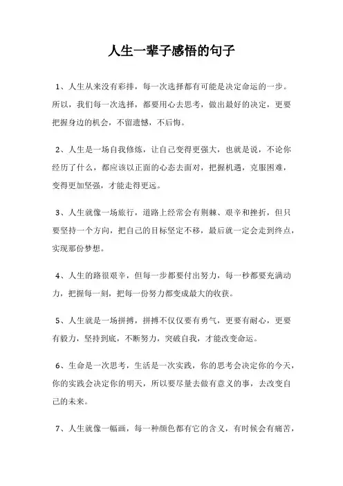人生一辈子感悟的句子