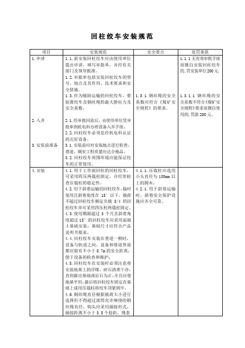 回柱绞车安装规范