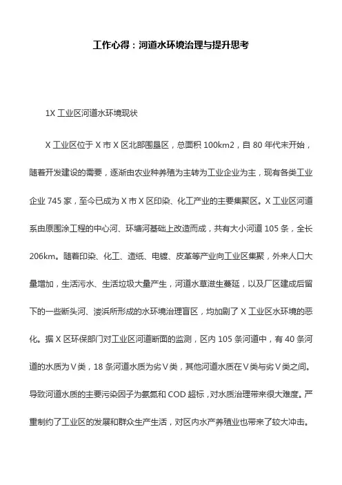 工作心得：河道水环境治理与提升思考