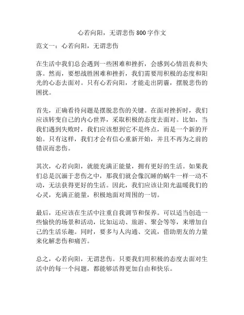 心若向阳,无谓悲伤800字作文