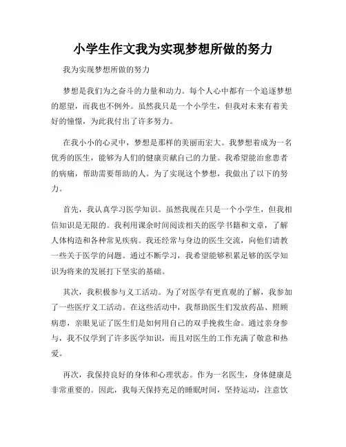 小学生作文我为实现梦想所做的努力