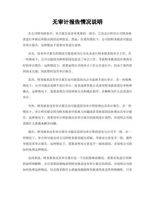 无审计报告情况说明