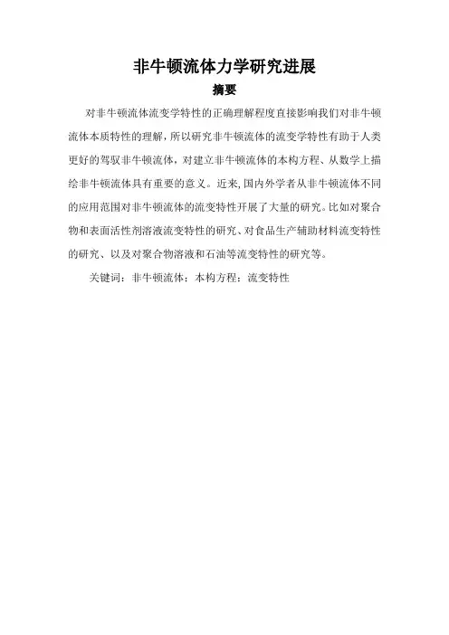 非牛顿流体力学研究进展