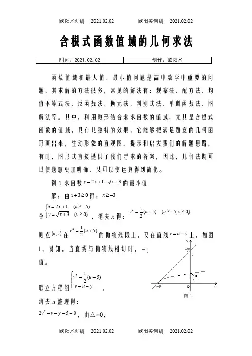 含根式函数值域的求法之欧阳术创编