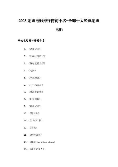 2023励志_励志电影排行榜前十名-全球十大经典励志电影