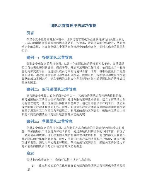 团队运营管理中的成功案例