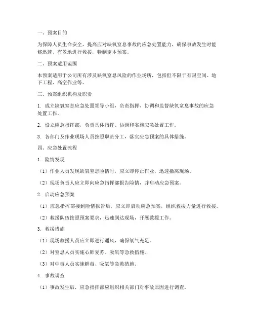 缺氧窒息的应急处置预案