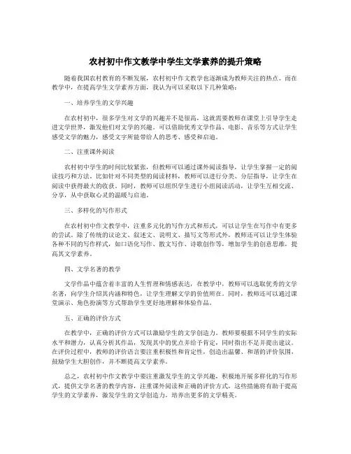 农村初中作文教学中学生文学素养的提升策略