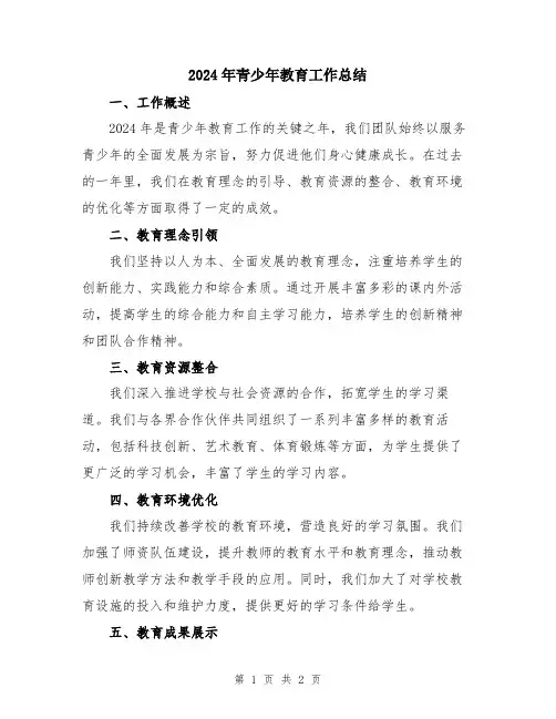 2024年青少年教育工作总结