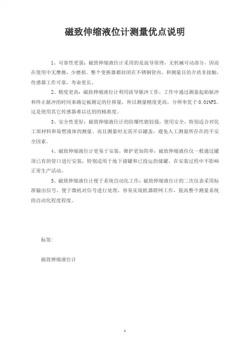 磁致伸缩液位计测量优点说明