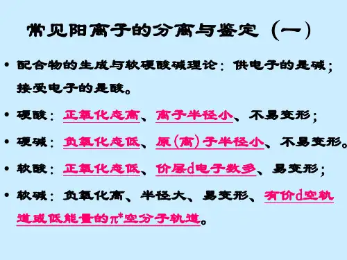 常见阳离子的分离与鉴定(一)
