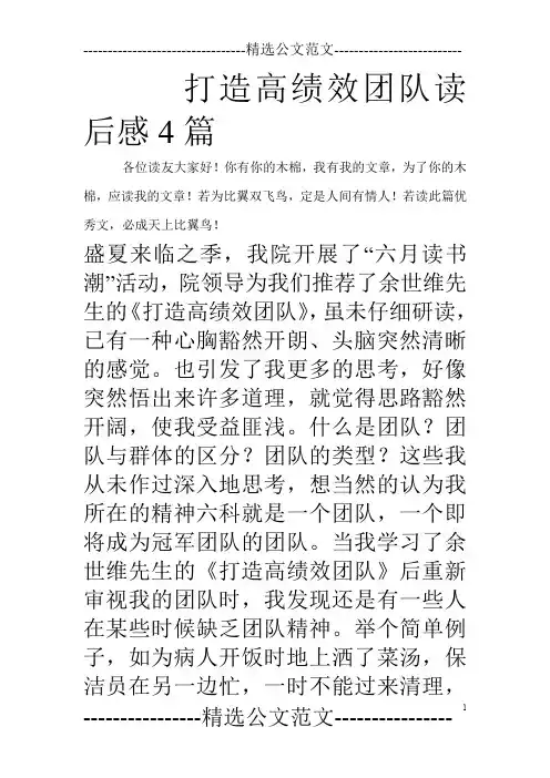 打造高绩效团队读后感4篇