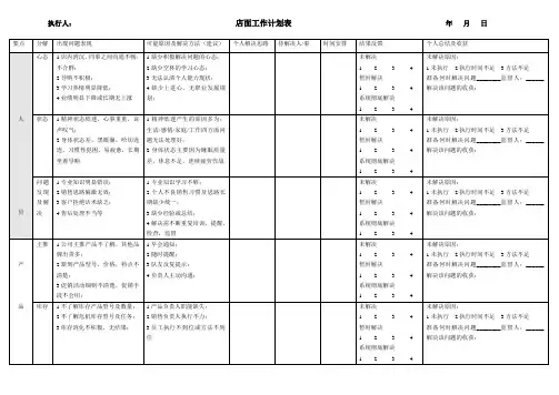 店面工作计划表