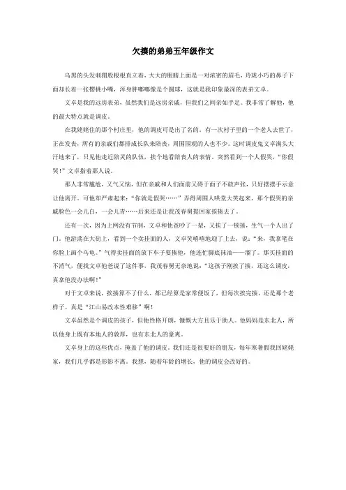 欠揍的弟弟五年级作文