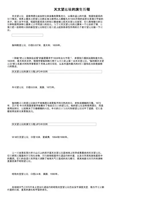 天文望远镜的演变历程