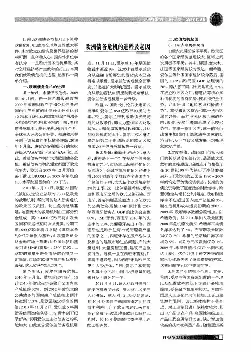 欧洲债务危机的进程及起因