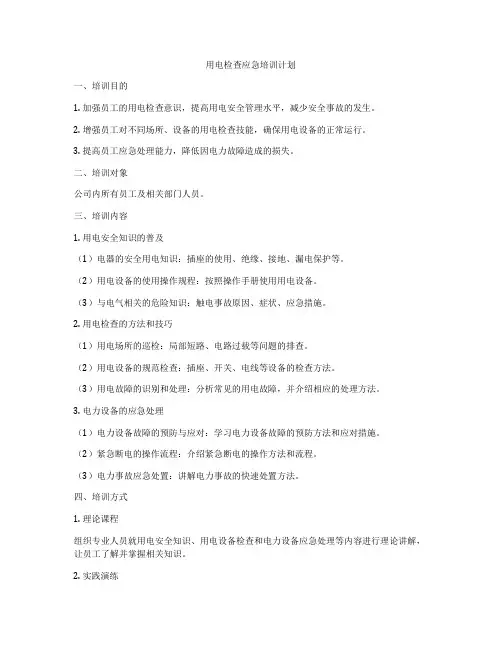 用电检查应急培训计划
