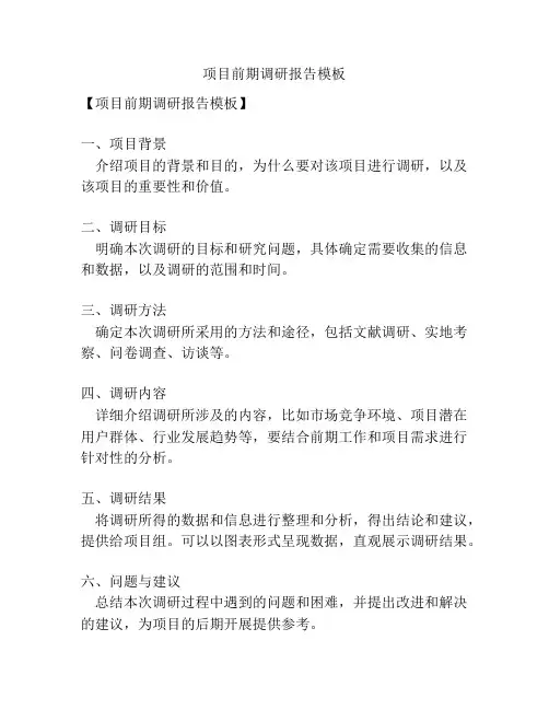 项目前期调研报告模板
