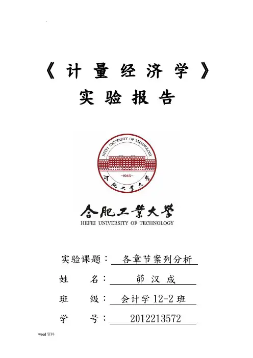 计量经济学分析案例报告