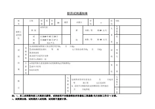 试岗通知书
