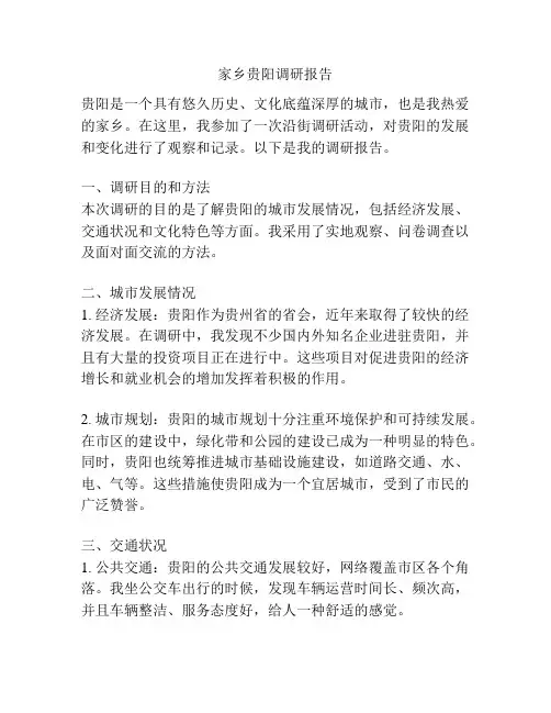 家乡贵阳调研报告