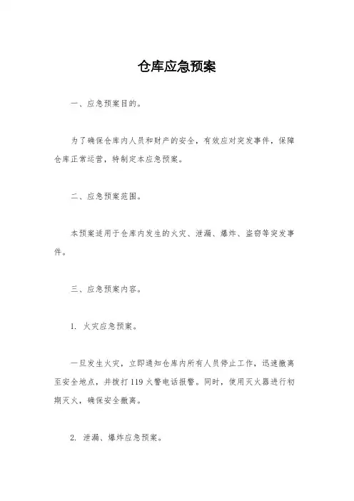 仓库应急预案