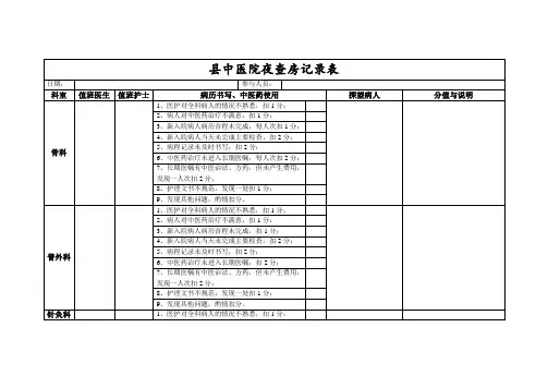 医院夜查房记录表