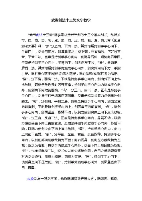 武当剑法十三势文字教学