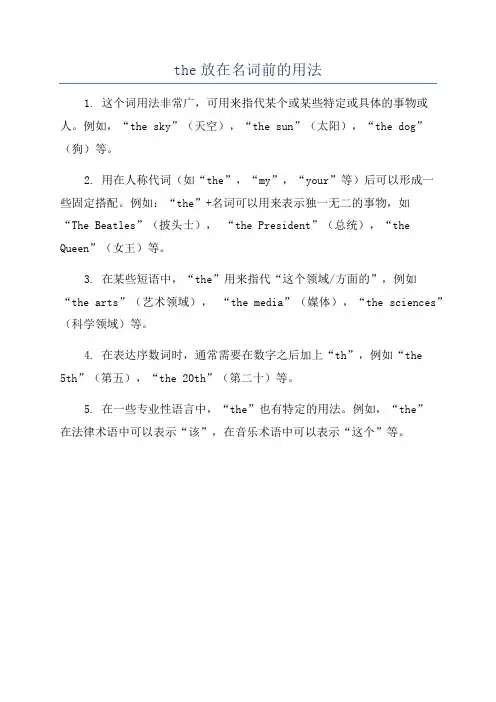 the放在名词前的用法