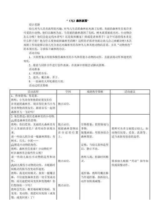 幼儿园中班戏剧教育1森林家园