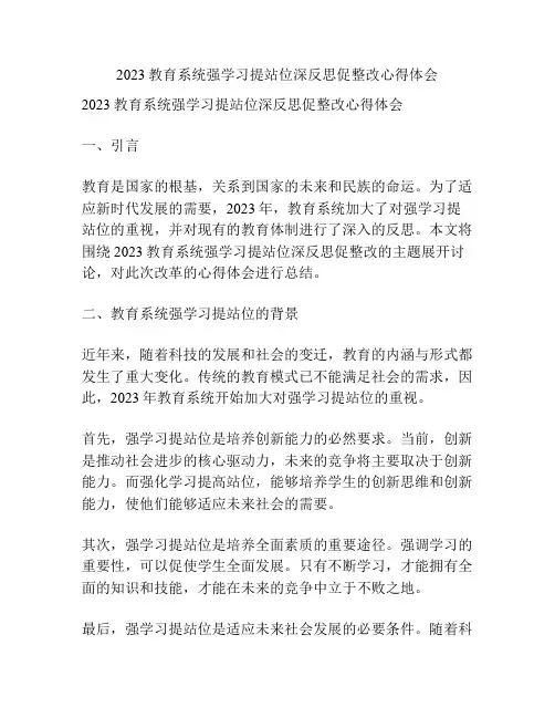2023教育系统强学习提站位深反思促整改心得体会