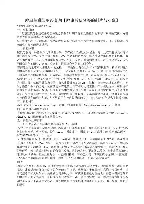 小度写范文蝗虫精巢细胞终变期【蝗虫减数分裂的制片与观察】模板