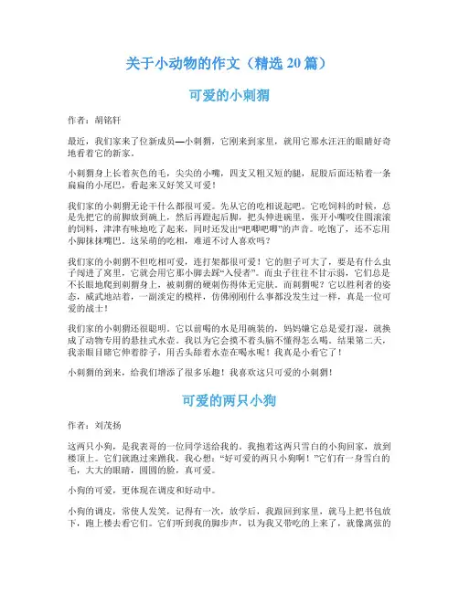 关于小动物的作文(精选20篇)