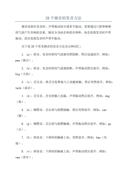 28个辅音的发音方法