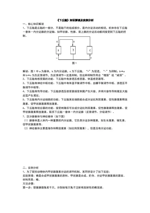 高考生物二轮复习：下丘脑知识解读及实例分析