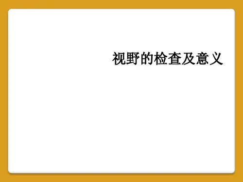 视野的检查及意义