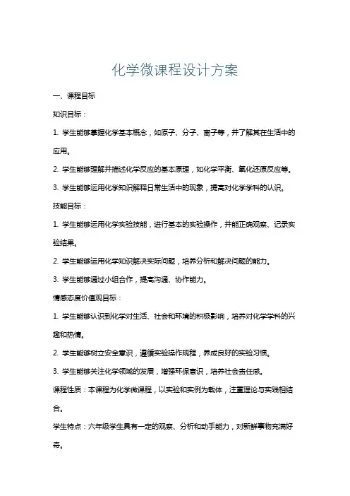 化学微课程设计方案