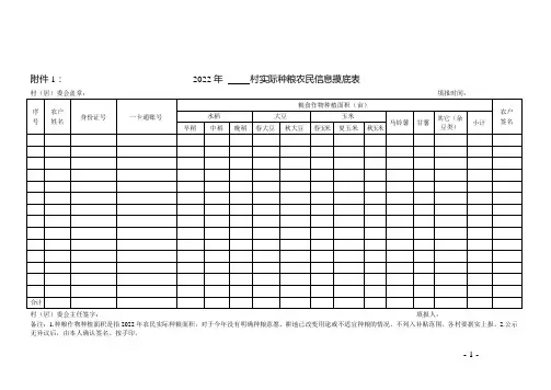 实际种粮农民信息摸底表