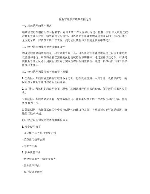 物业管理预算绩效考核方案