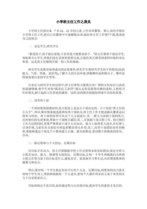 小学班主任工作之我见