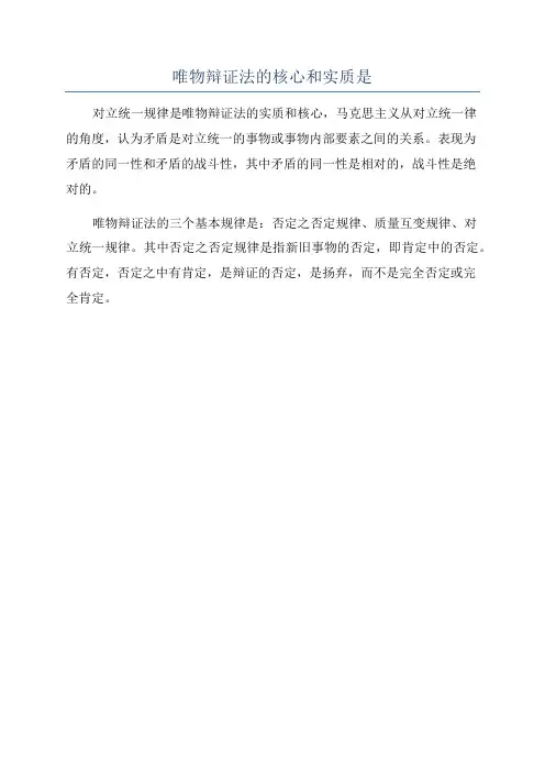 唯物辩证法的核心和实质是