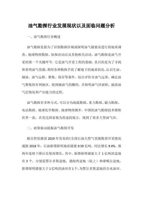 油气勘探行业发展现状以及面临问题分析