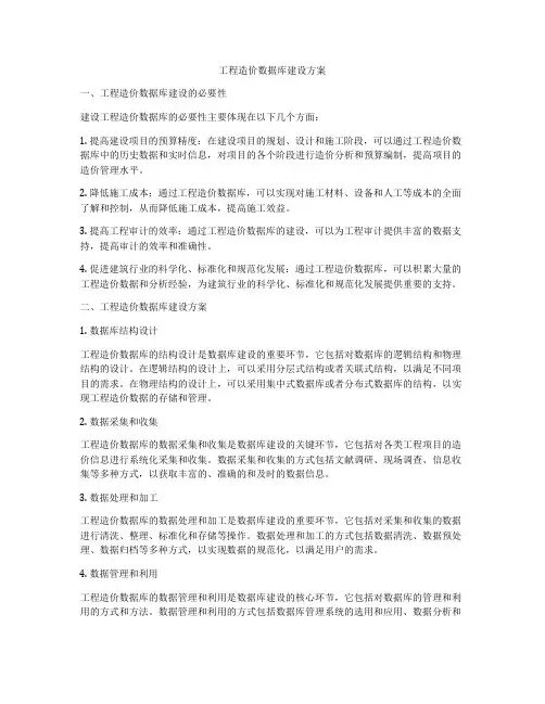 工程造价数据库建设方案