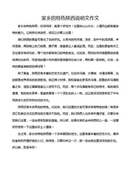 家乡的特色陕西说明文作文
